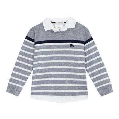 Boys' grey striped print mock sweater and shirt